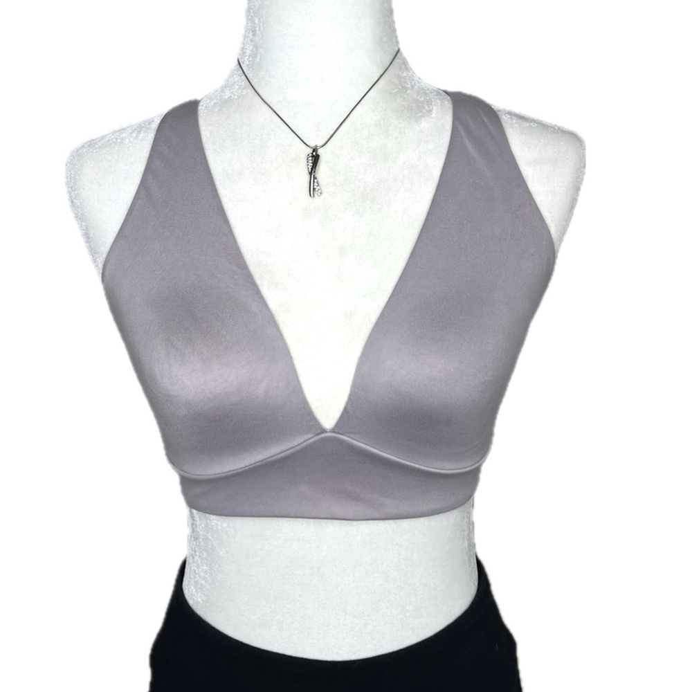 Victoria’s Secret Bra Unlined Plunge Racerback Bralette Seamless Deep V Grey 36C